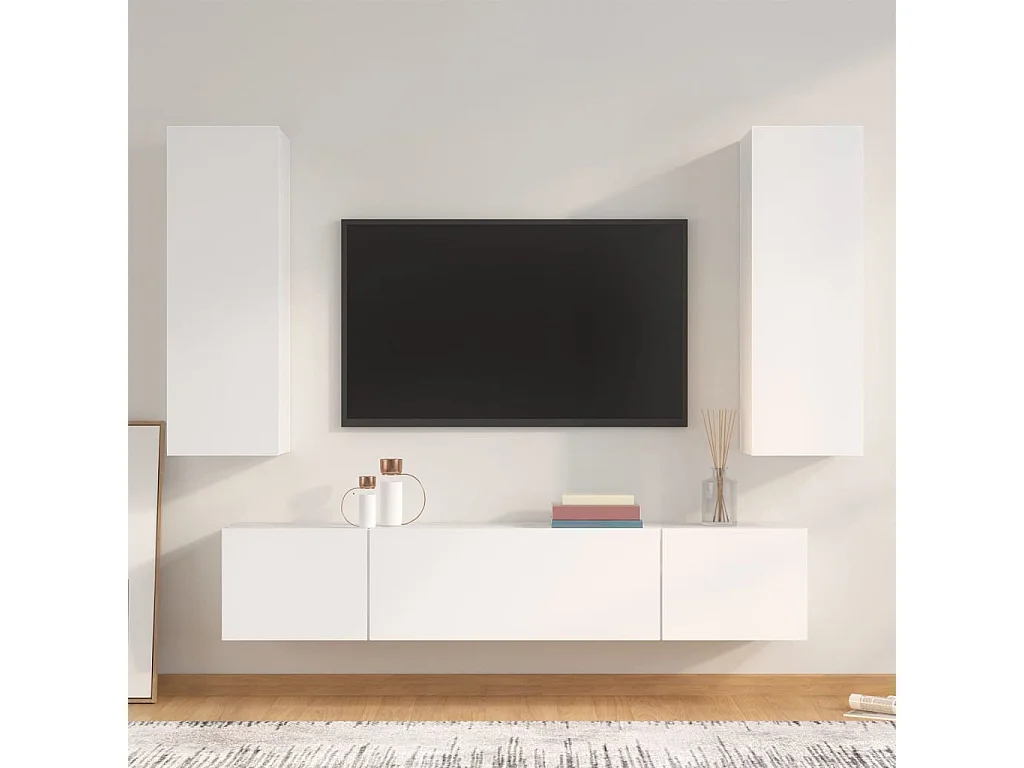 Ensemble de meubles TV 4 pcs Blanc Bois d'ingénierie