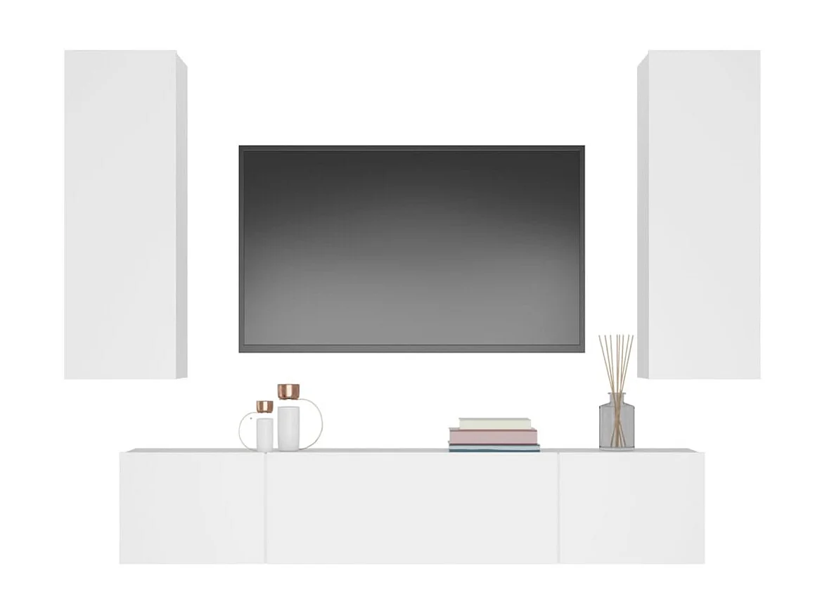 Ensemble de meubles TV 4 pcs Blanc Bois d'ingénierie