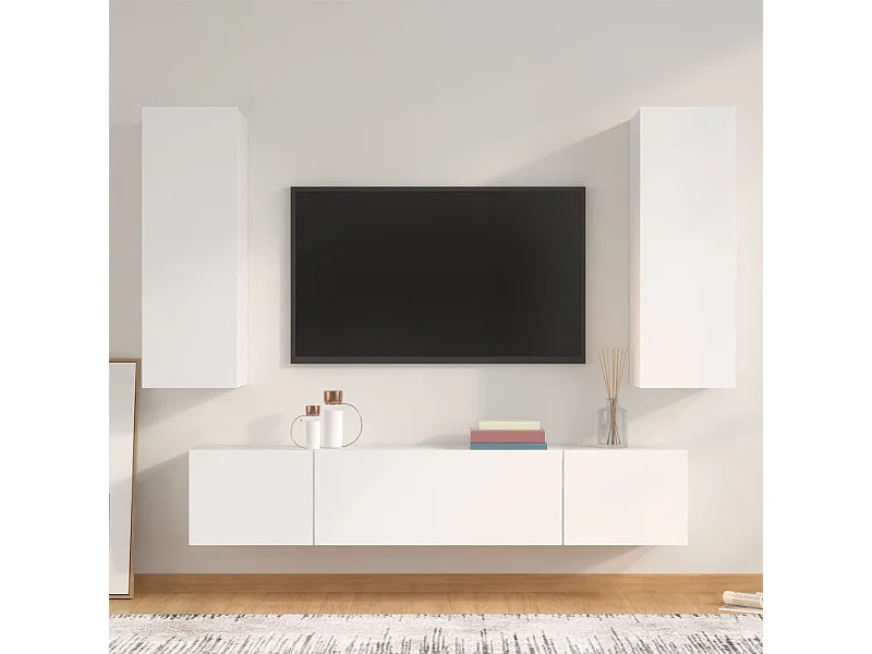 Ensemble de meubles TV 4 pcs Blanc Bois d'ingénierie