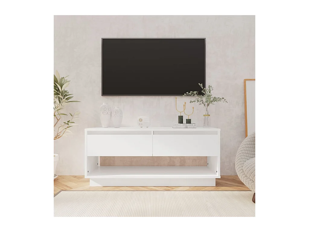 Meuble TV Blanc 102x41x44 cm Aggloméré