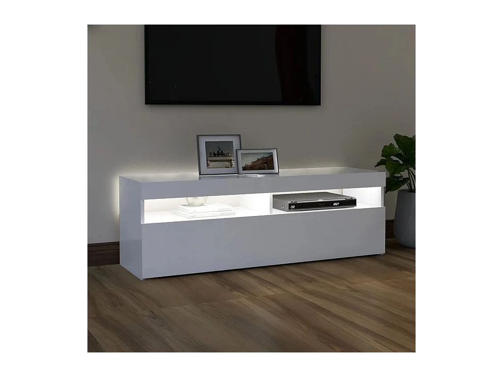 TV-meubel met witte LED-verlichting 120x35x40 cm
