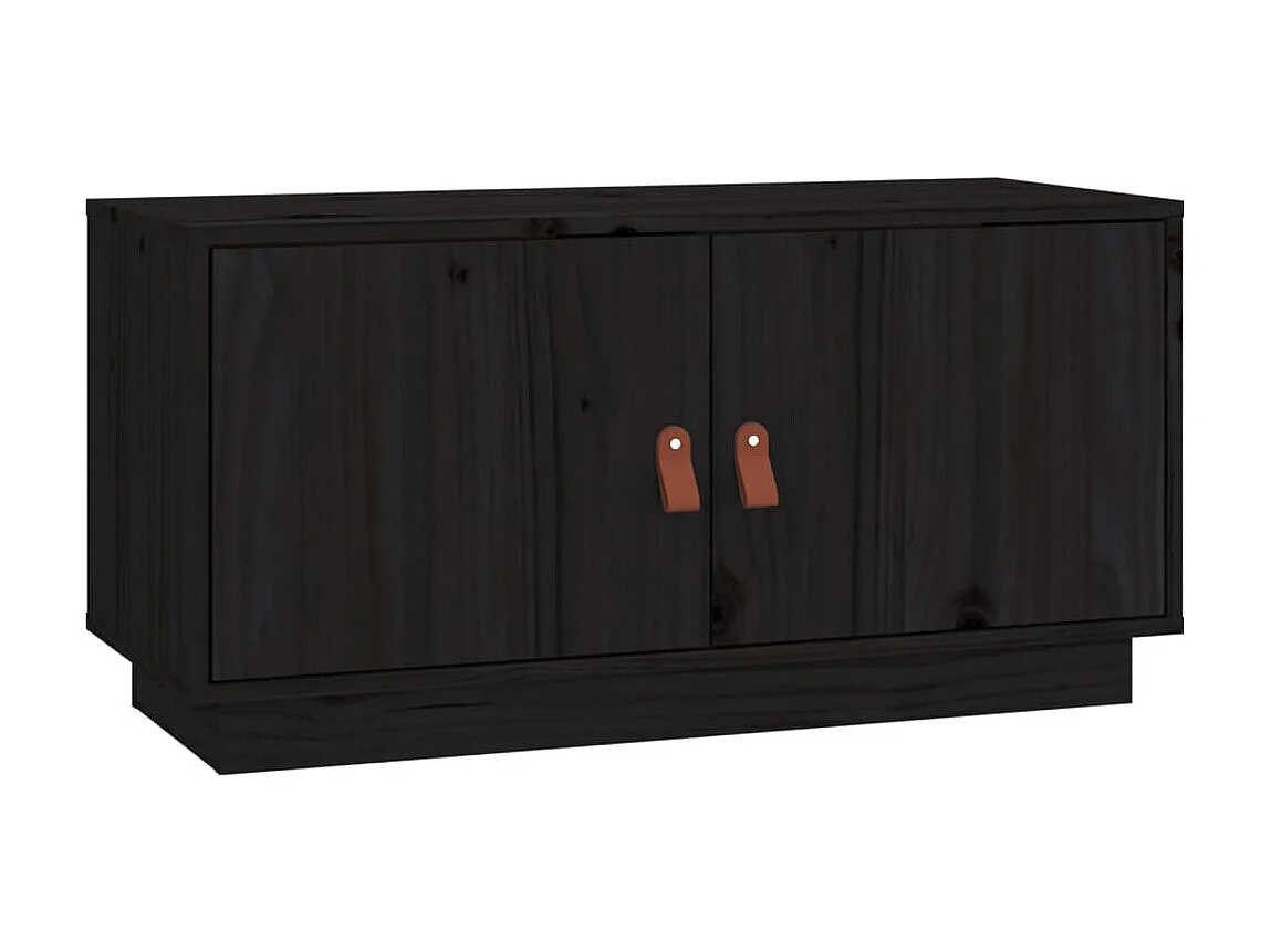 Meuble TV Noir 80x34x40 cm Bois de pin massif