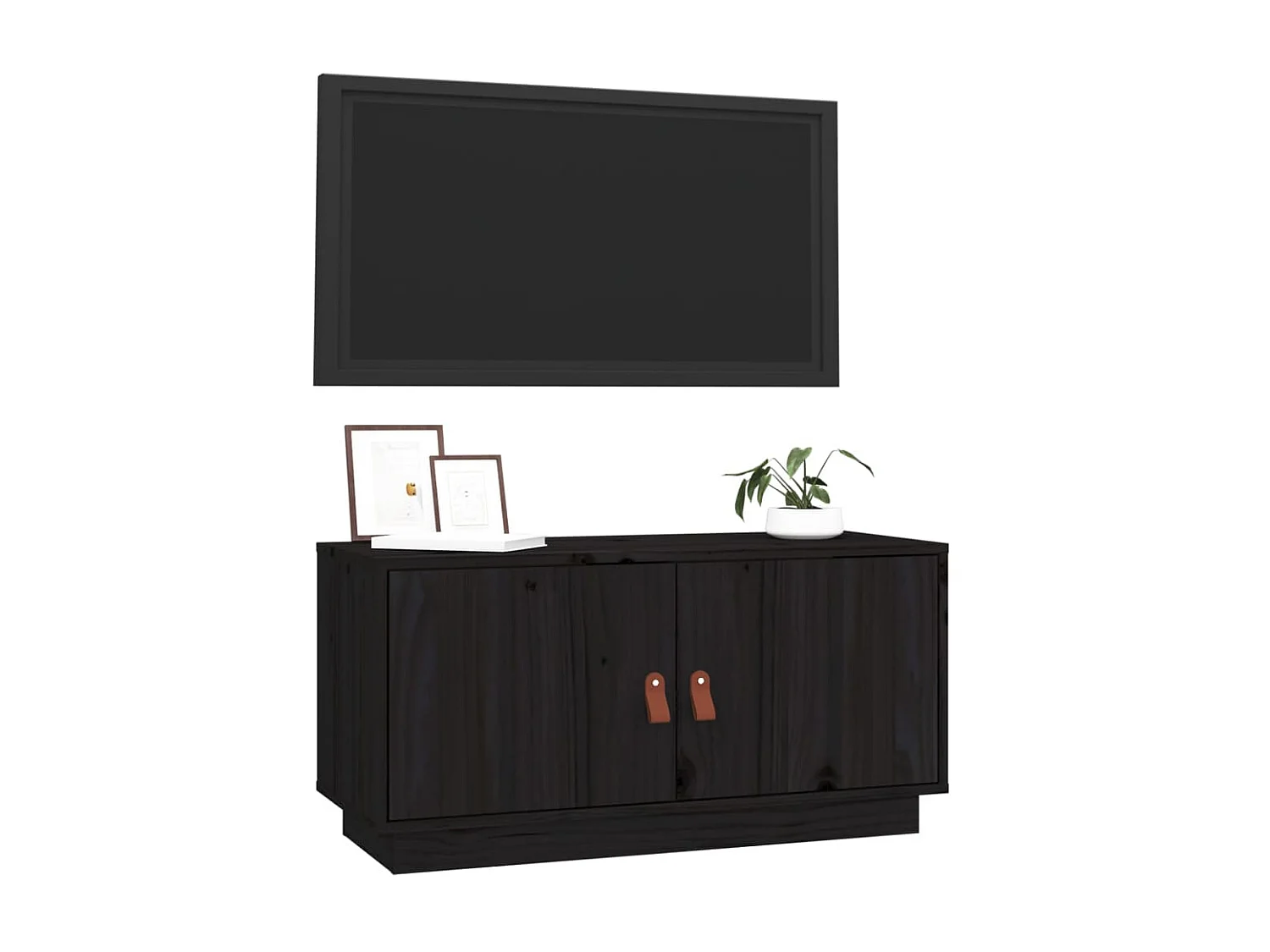 Meuble TV Noir 80x34x40 cm Bois de pin massif