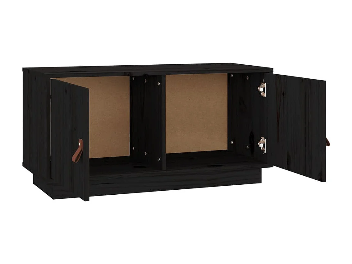 Meuble TV Noir 80x34x40 cm Bois de pin massif