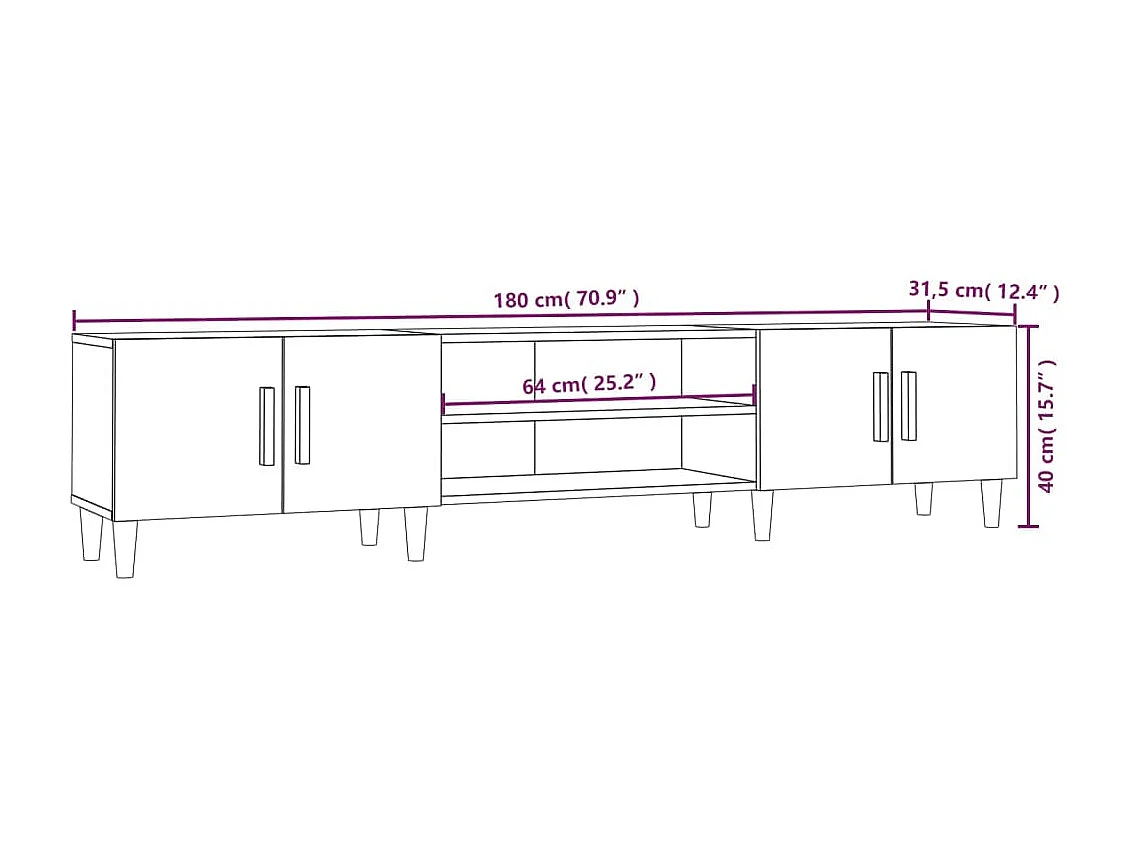 Sonoma eiken tv-meubel 180x31,5x40 cm samengesteld hout
