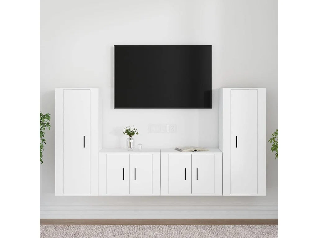 Ensemble de meubles TV 4 pcs Blanc Bois d'ingénierie