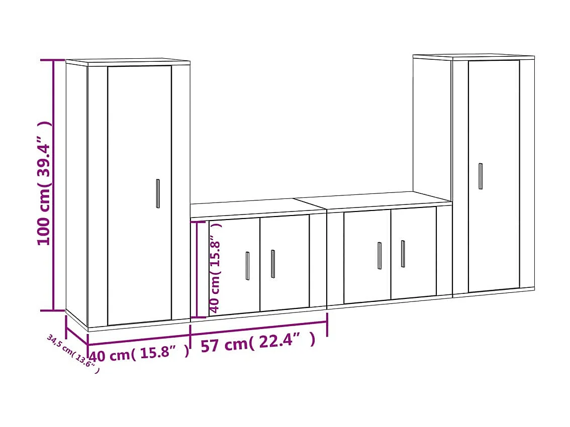 Ensemble de meubles TV 4 pcs Blanc Bois d'ingénierie