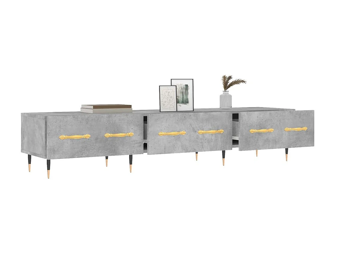 Meuble TV gris béton 150x36x30 cm bois d'ingénierie