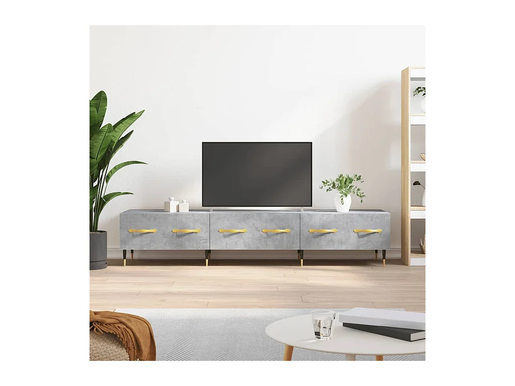 Meuble TV gris béton 150x36x30 cm bois d'ingénierie