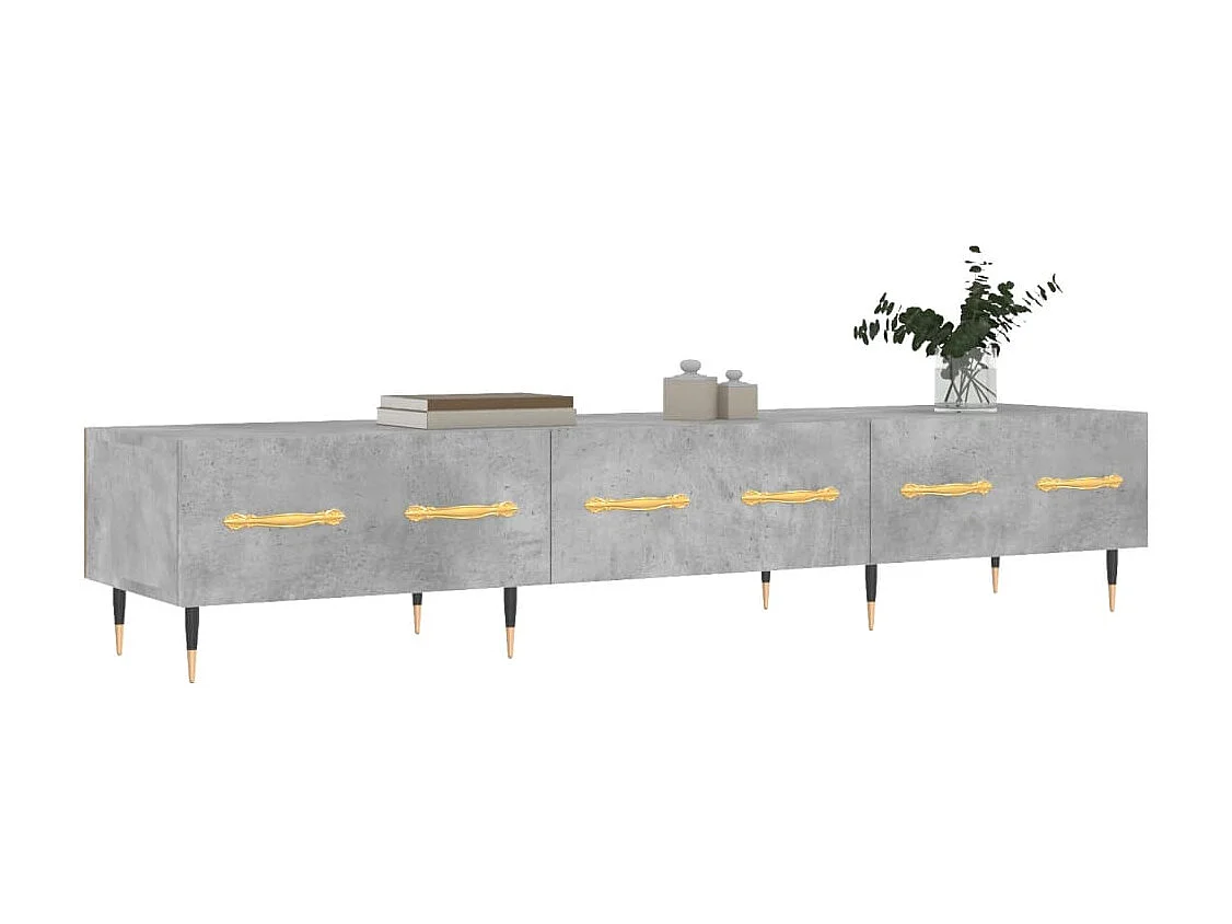 Meuble TV gris béton 150x36x30 cm bois d'ingénierie
