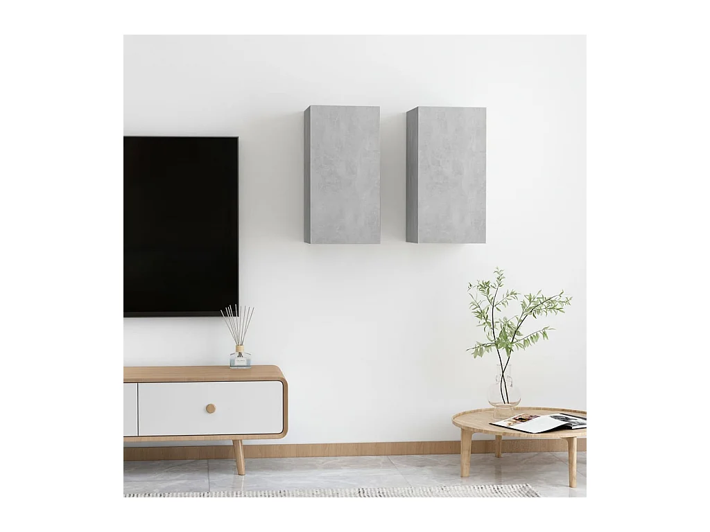 Mobile TV 2 pz Grigio cemento 30,5x30x60 cm Truciolare