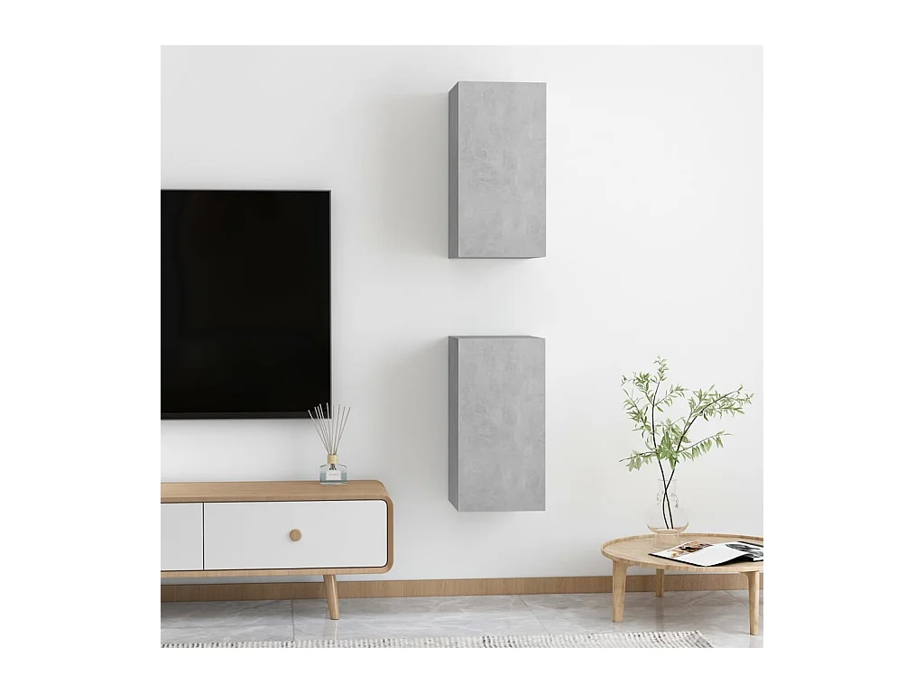 Mobile TV 2 pz Grigio cemento 30,5x30x60 cm Truciolare