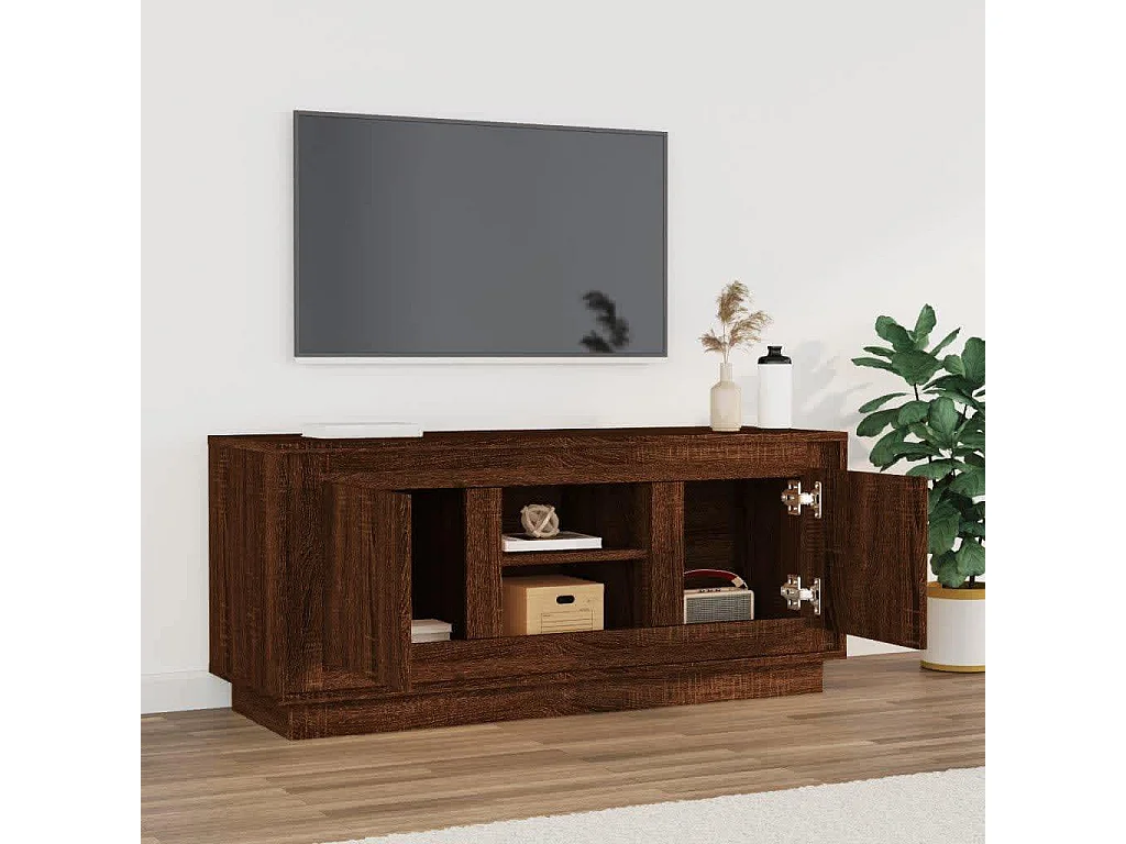 Mueble TV roble marrón 102x35x45 cm madera contrachapada