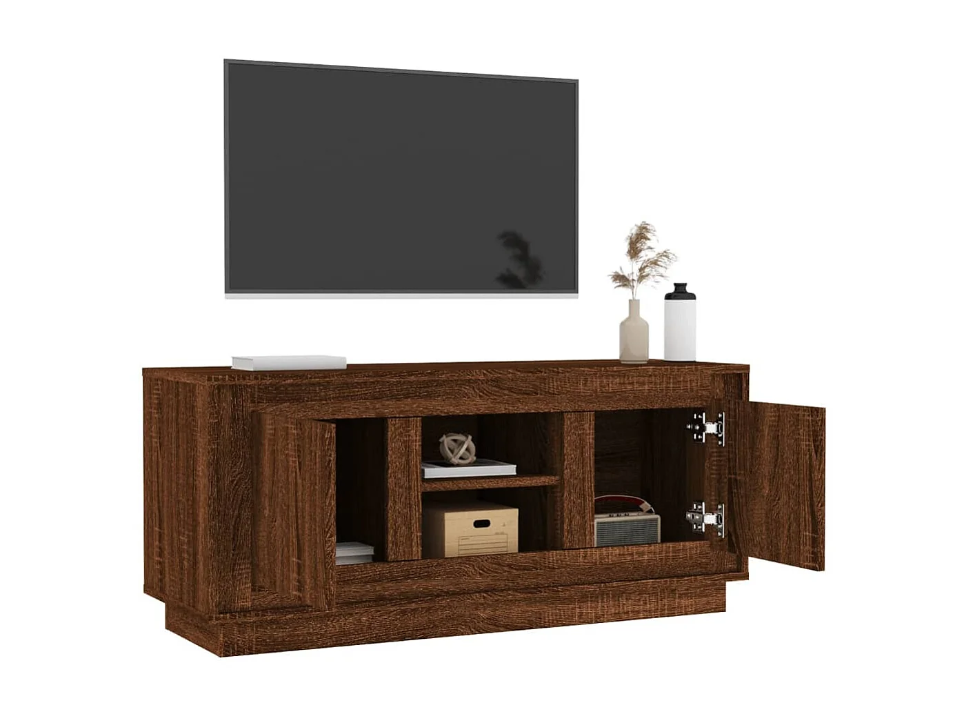 Mueble TV roble marrón 102x35x45 cm madera contrachapada