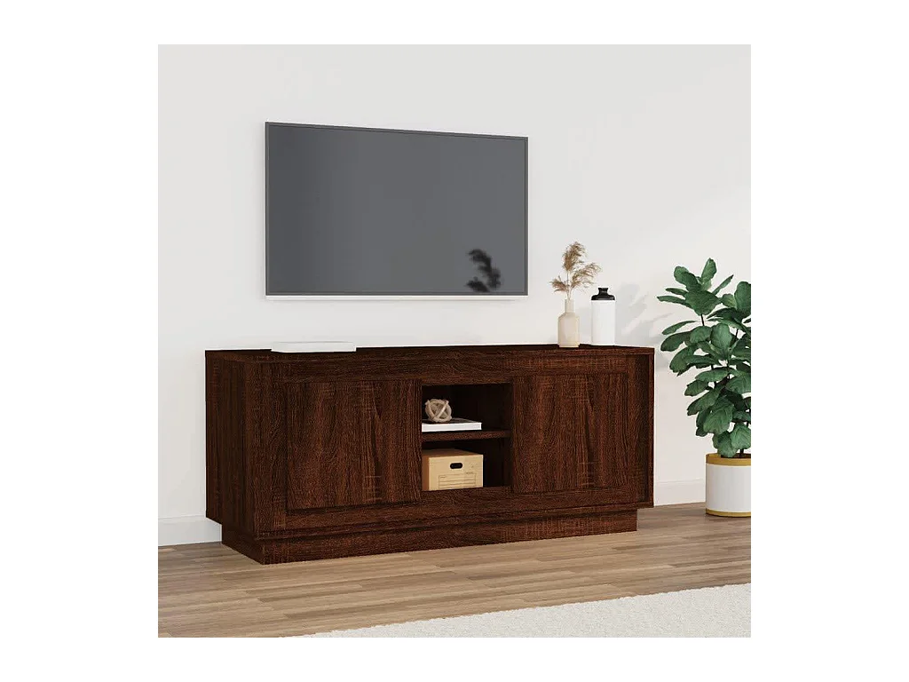 Meuble TV chêne marron 102x35x45 cm bois d'ingénierie