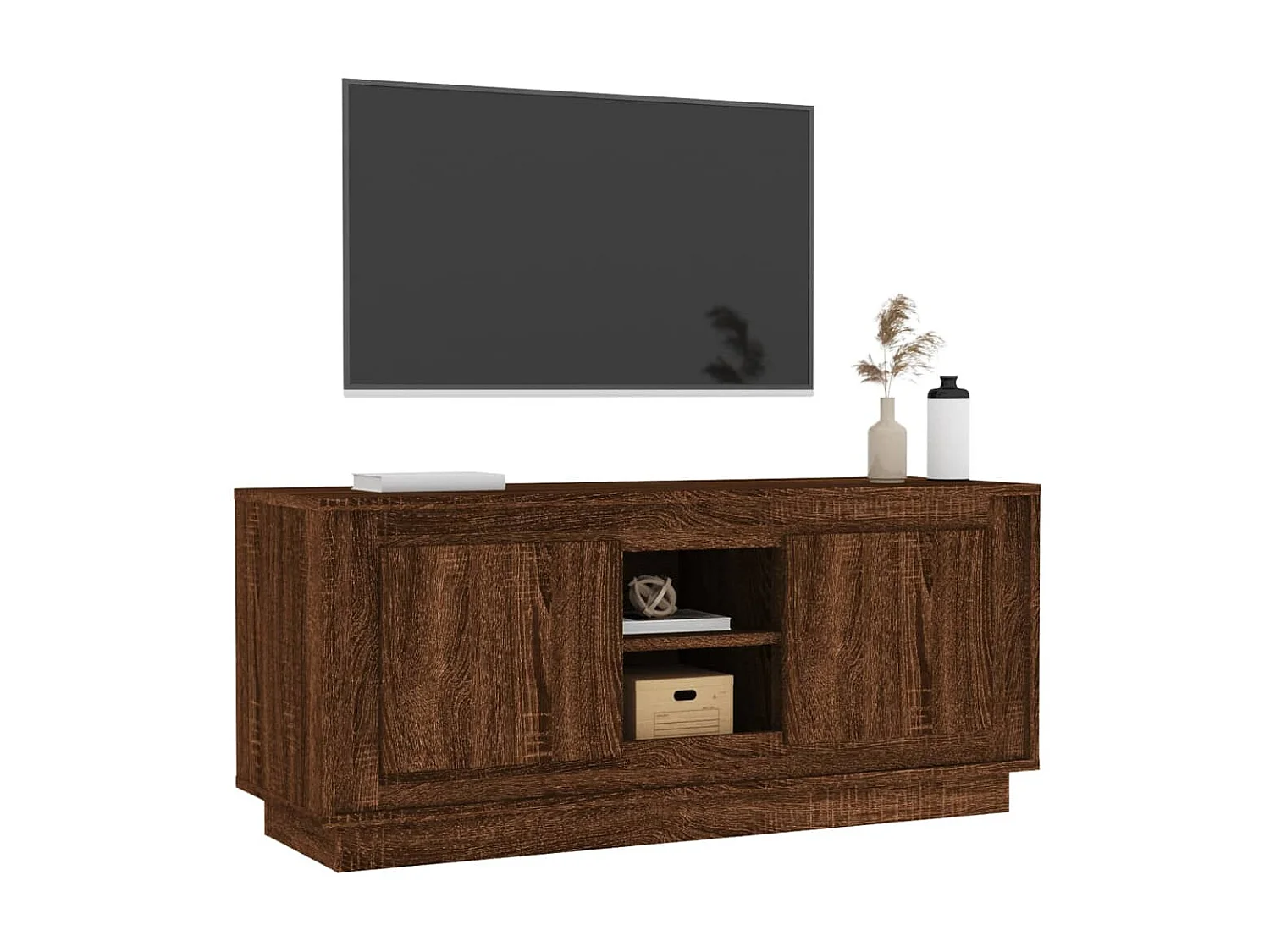 Meuble TV chêne marron 102x35x45 cm bois d'ingénierie