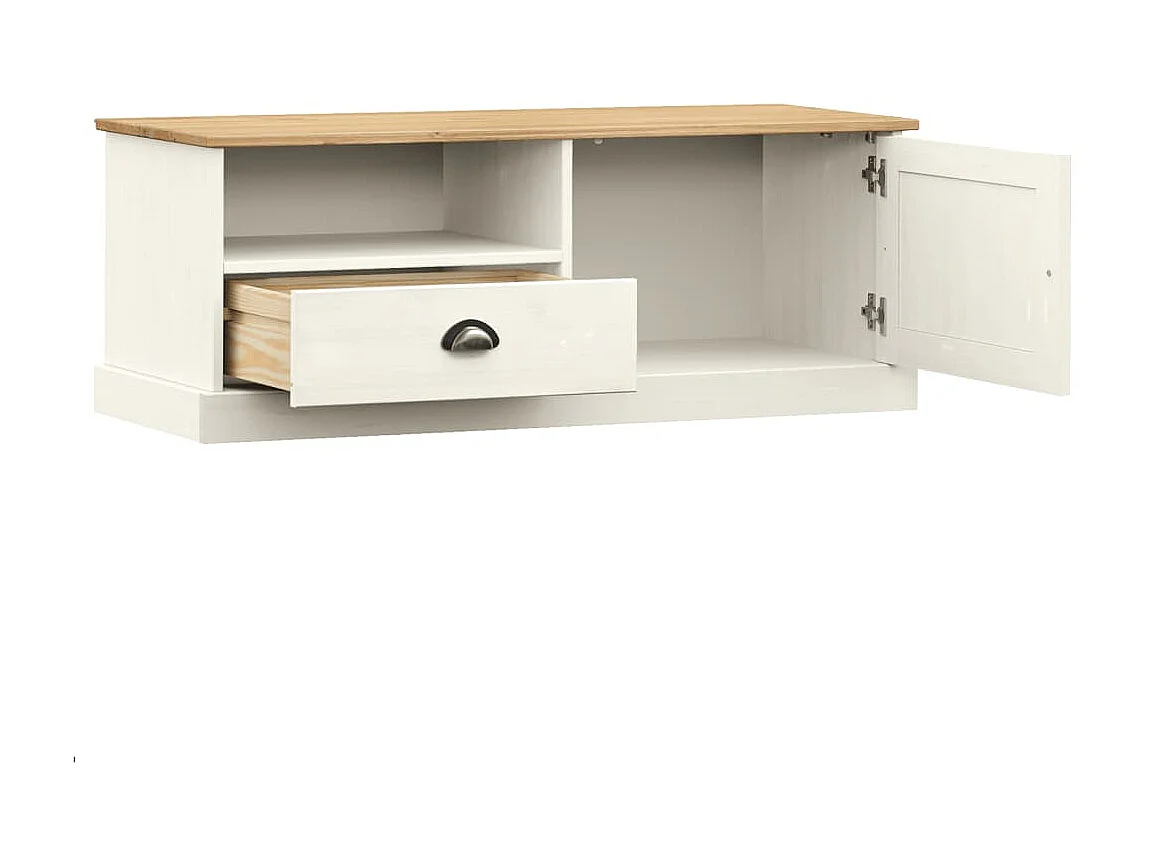 Meuble TV VIGO blanc 106x40x40 cm bois massif de pin