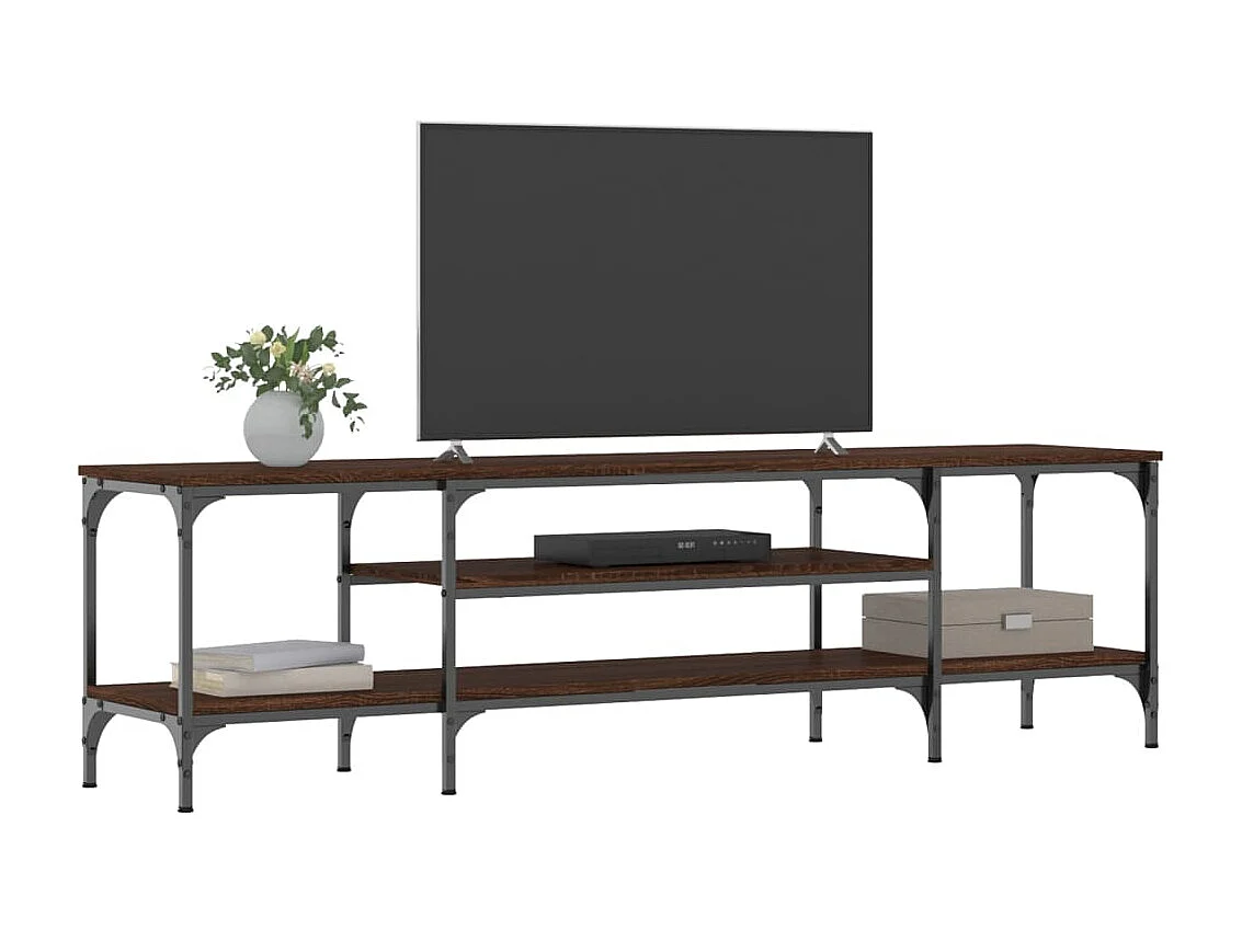Meuble TV chêne marron 161x35x45 cm bois d'ingénierie et fer