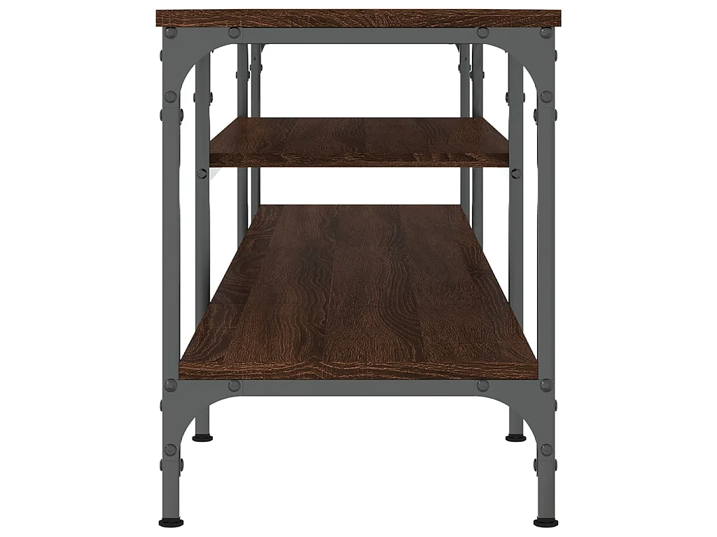 Meuble TV chêne marron 161x35x45 cm bois d'ingénierie et fer