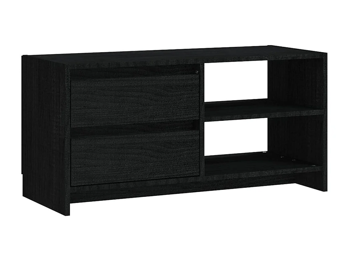 Meuble TV Noir 80x31x39 cm Bois de pin massif