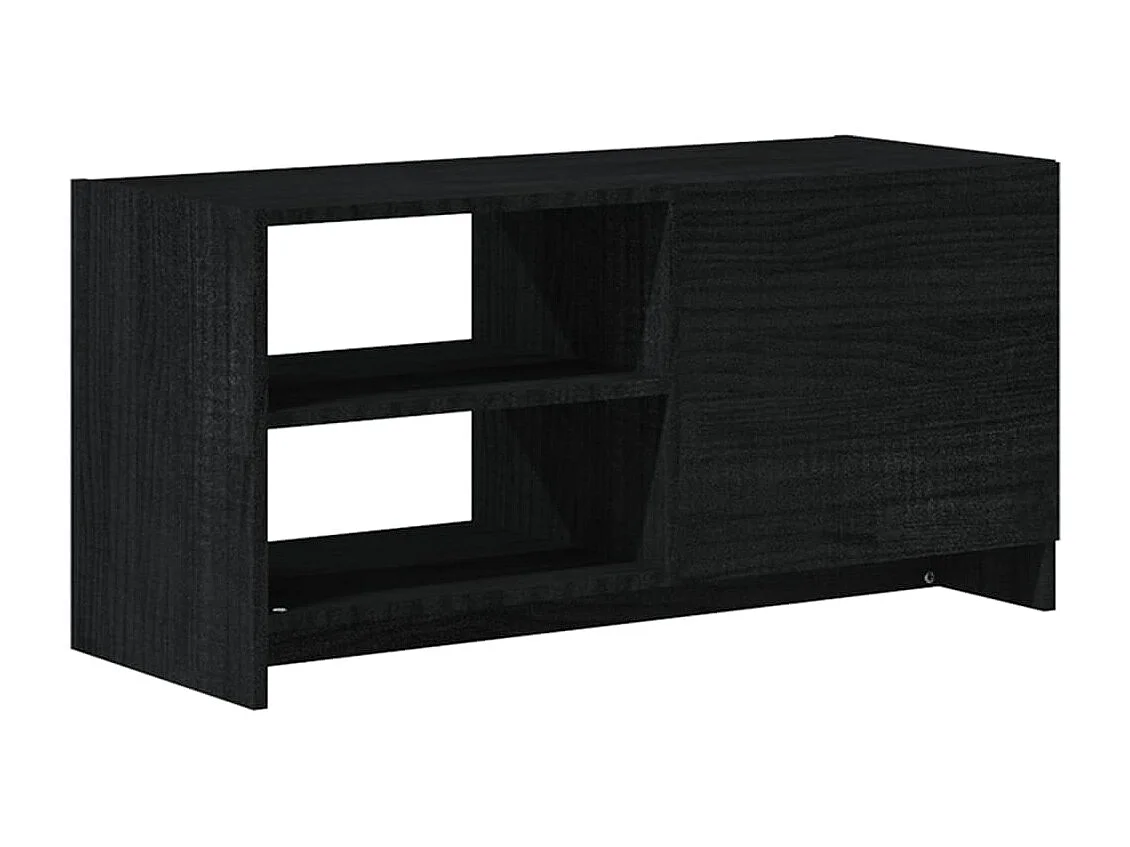 Meuble TV Noir 80x31x39 cm Bois de pin massif
