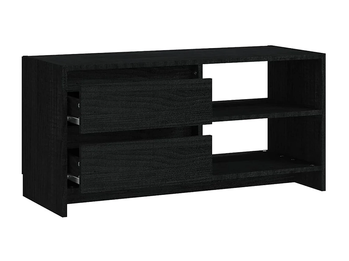 Meuble TV Noir 80x31x39 cm Bois de pin massif