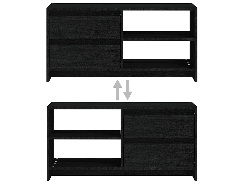 Meuble TV Noir 80x31x39 cm Bois de pin massif