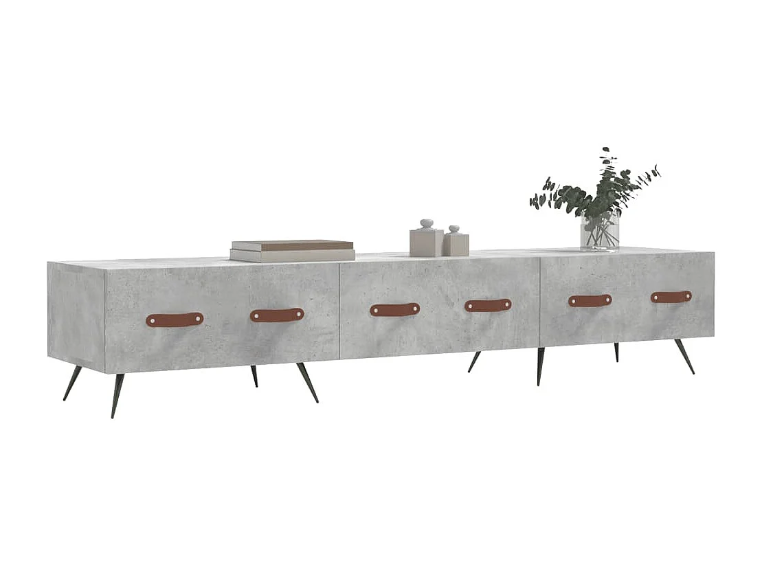 Meuble TV gris béton 150x36x30 cm bois d'ingénierie