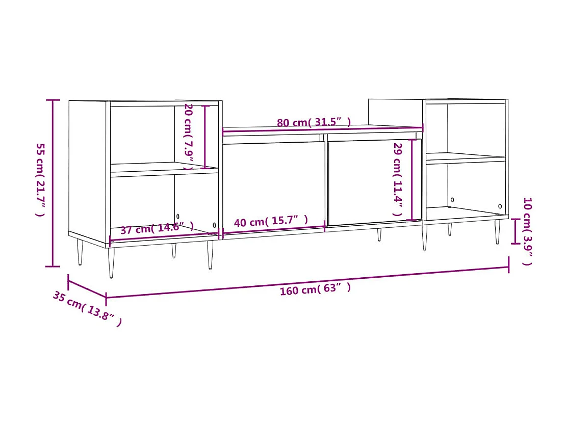 TV-Schrank Braune Eiche 160x35x55 cm Holzwerkstoff
