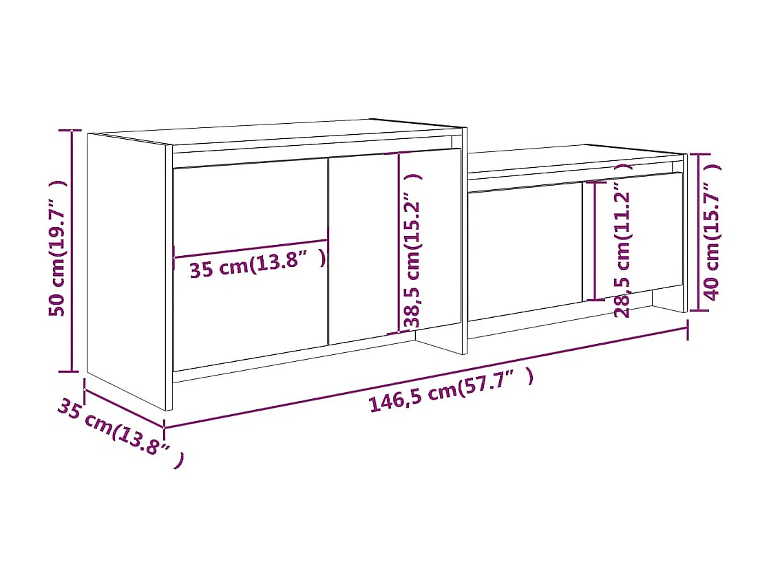 Zwart TV-meubel 146,5x35x50 cm spaanplaat