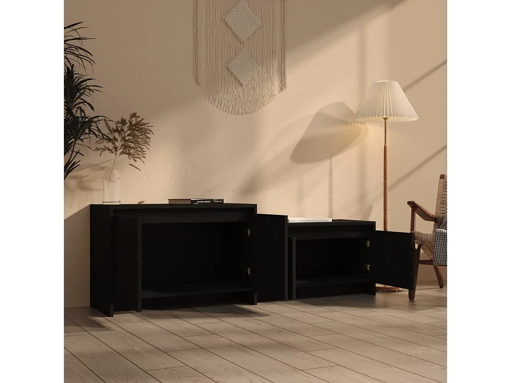 Meuble TV Noir 146,5x35x50 cm Aggloméré