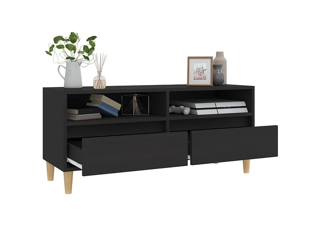 Móvel TV preto 100x34,5x44,5 cm madeira engenharia