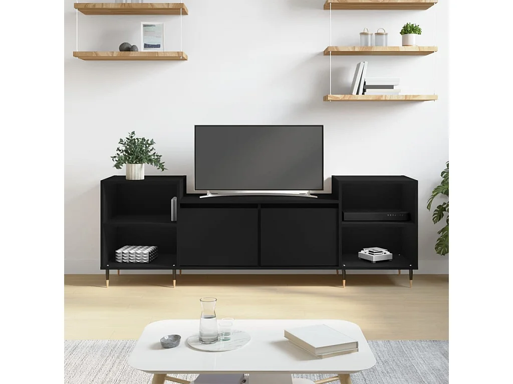 Zwart tv-meubel 160x35x55 cm Bewerkt hout