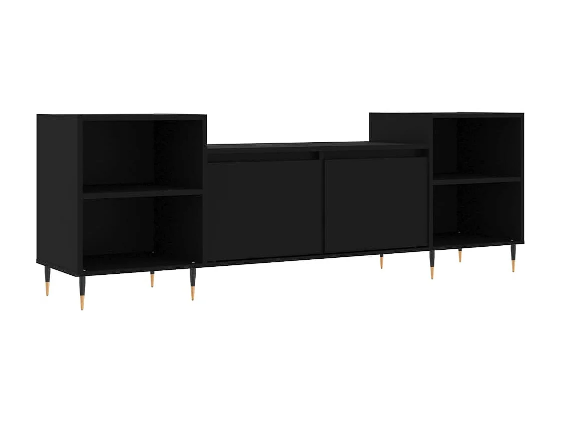 Zwart tv-meubel 160x35x55 cm Bewerkt hout