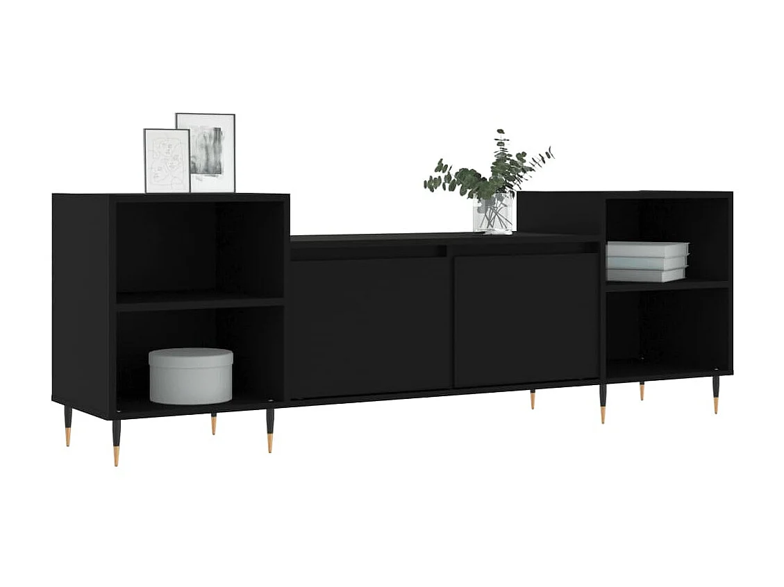 Zwart tv-meubel 160x35x55 cm Bewerkt hout