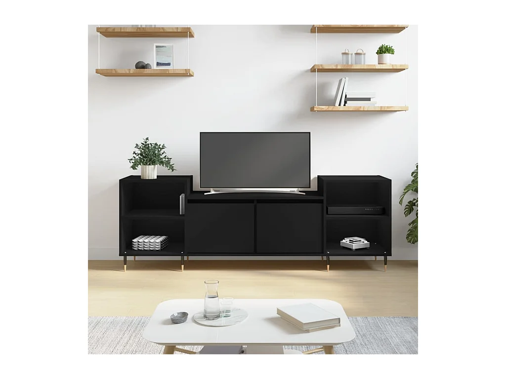 Meuble TV Noir 160x35x55 cm Bois d'ingénierie