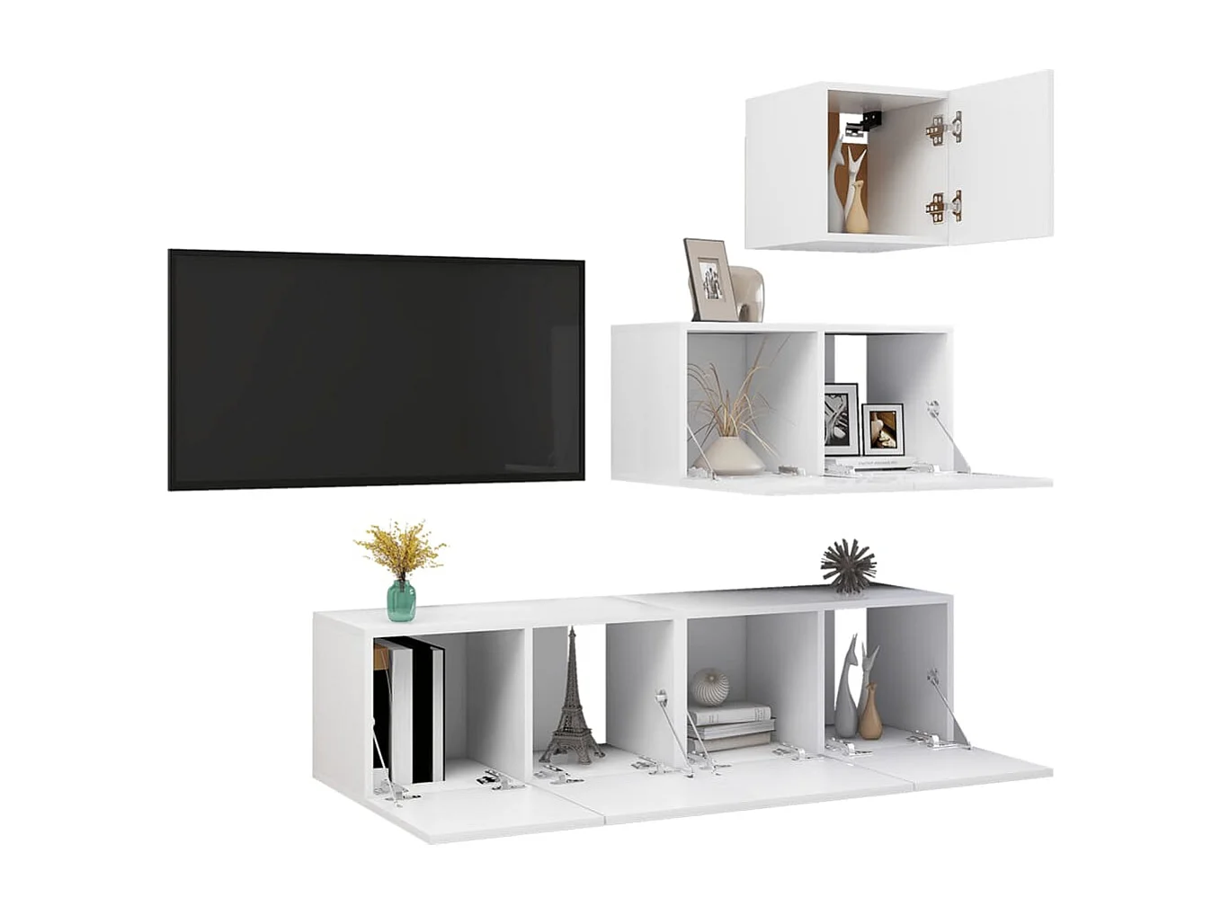 TV-Schrank-Set 4-tlg. Spanplatte Weiß