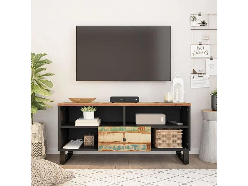 Móvel de TV 100x33x46 cm madeira recuperada e projetada