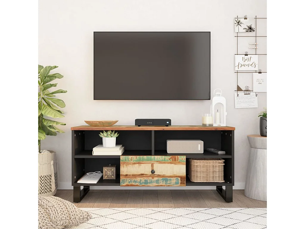 TV-Schrank 100 x 33 x 46 cm, Altholz und Holzwerkstoff