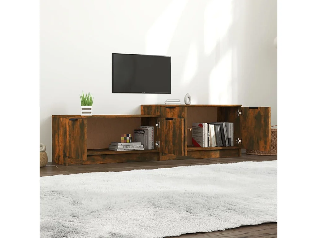 Meuble TV Chêne fumé 158,5x36x45 cm Bois d'ingénierie