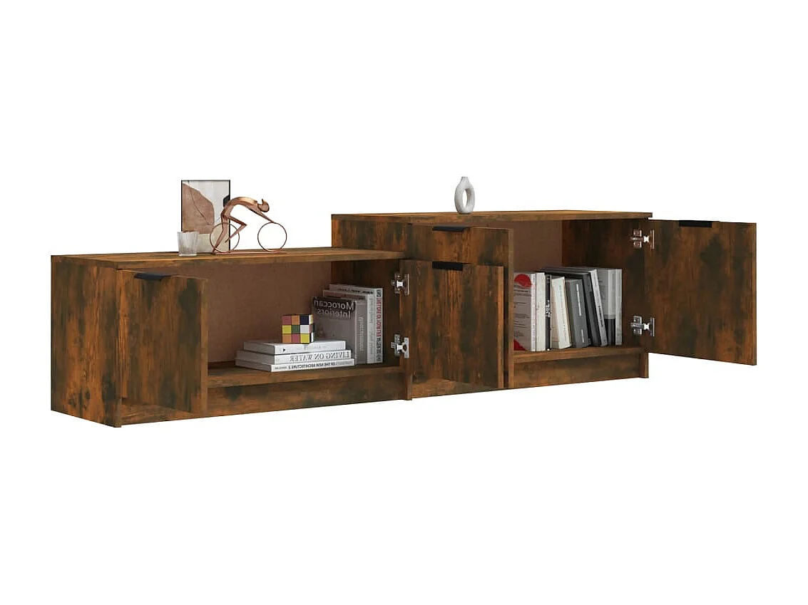 Meuble TV Chêne fumé 158,5x36x45 cm Bois d'ingénierie