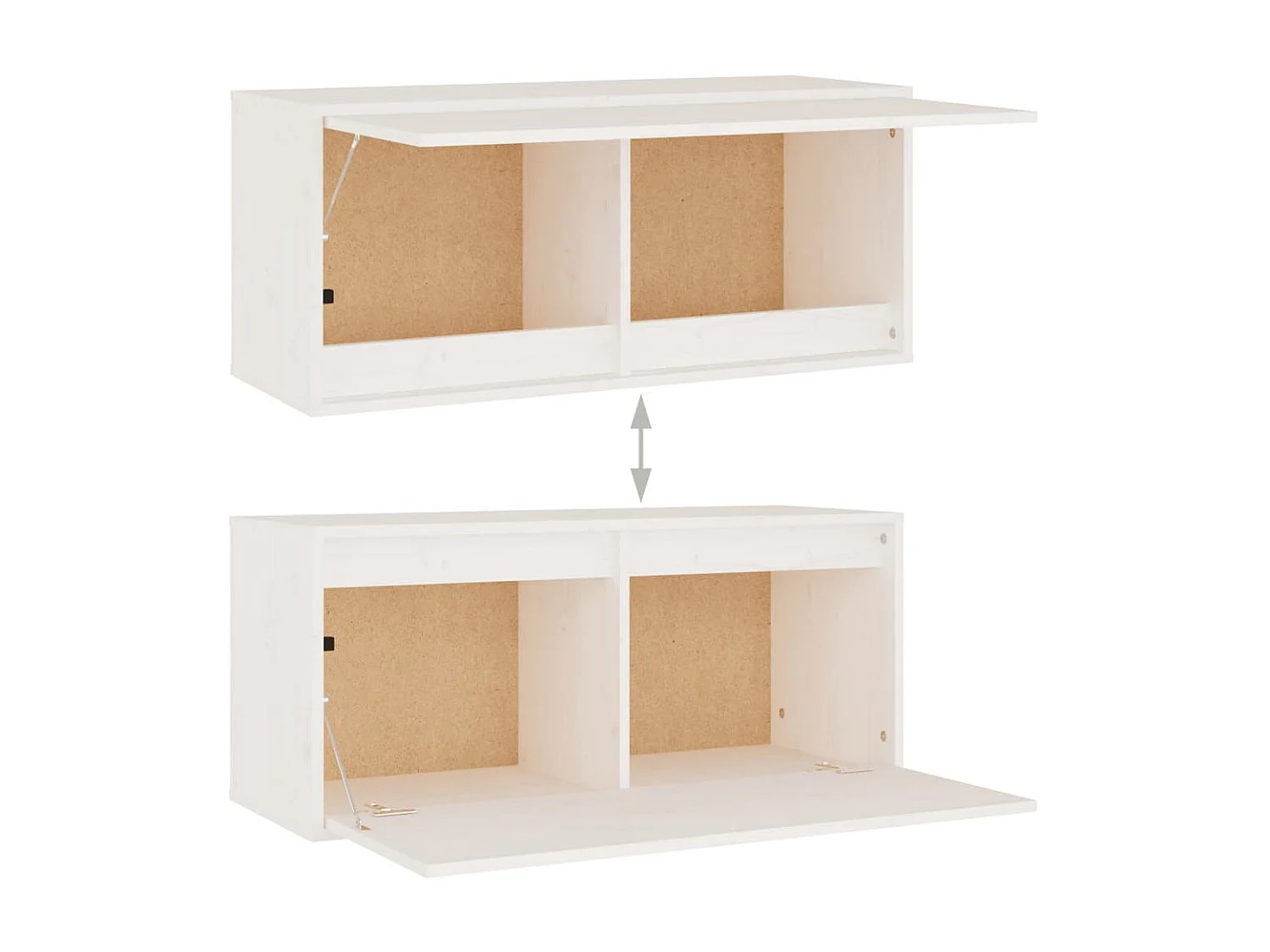 TV-Möbel 2 Stück Weiß Massives Kiefernholz