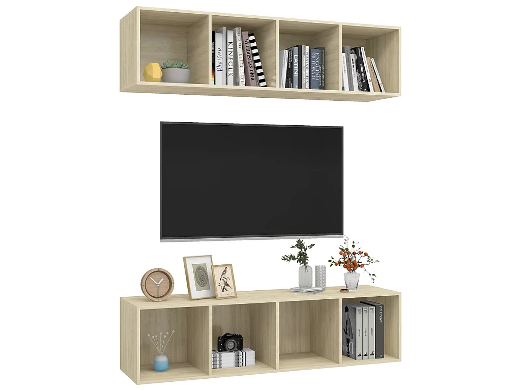 Meubles TV muraux 2 pcs Chêne sonoma Aggloméré