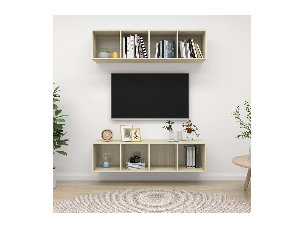 Meubles TV muraux 2 pcs Chêne sonoma Aggloméré