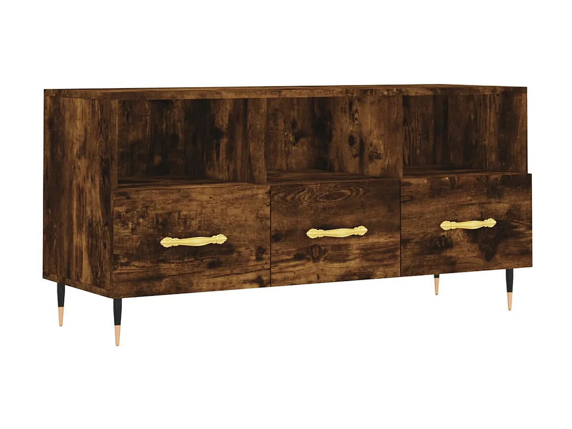 Meuble TV chêne fumé 102x36x50 cm bois d'ingénierie