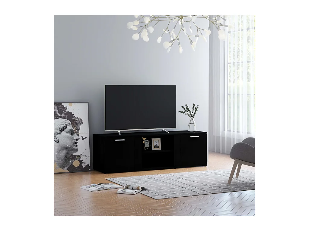 Meuble TV Noir 120x34x37 cm Aggloméré