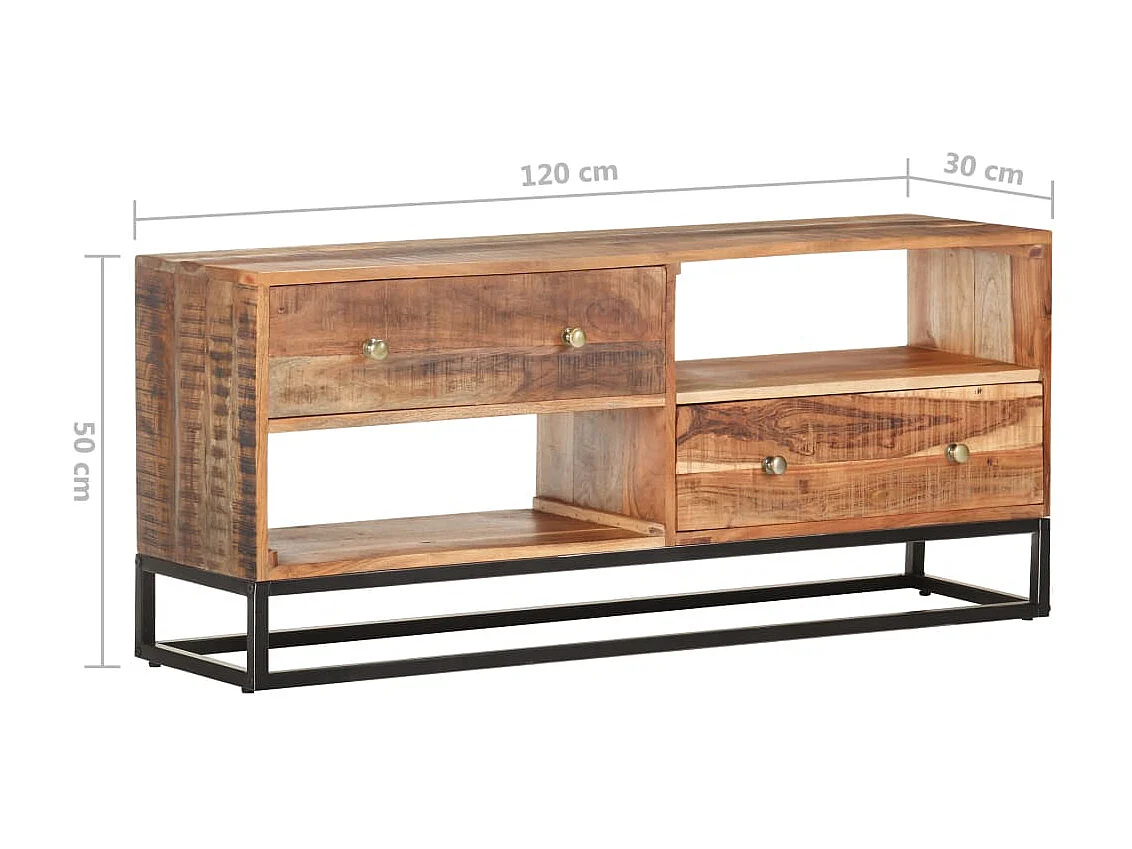 Meuble TV 120x30x50 cm Bois d'acacia brut