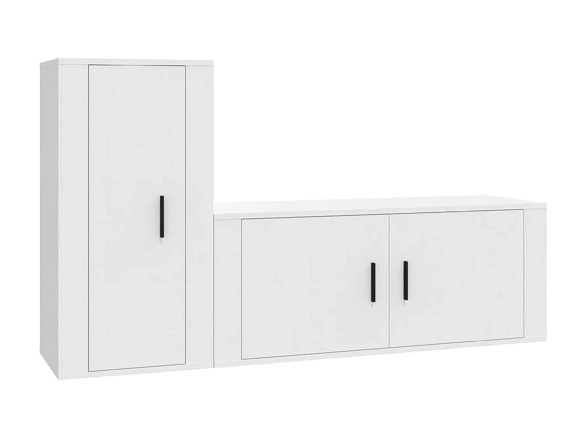 Juego de soporte para TV de 2 piezas de madera de ingeniería blanca