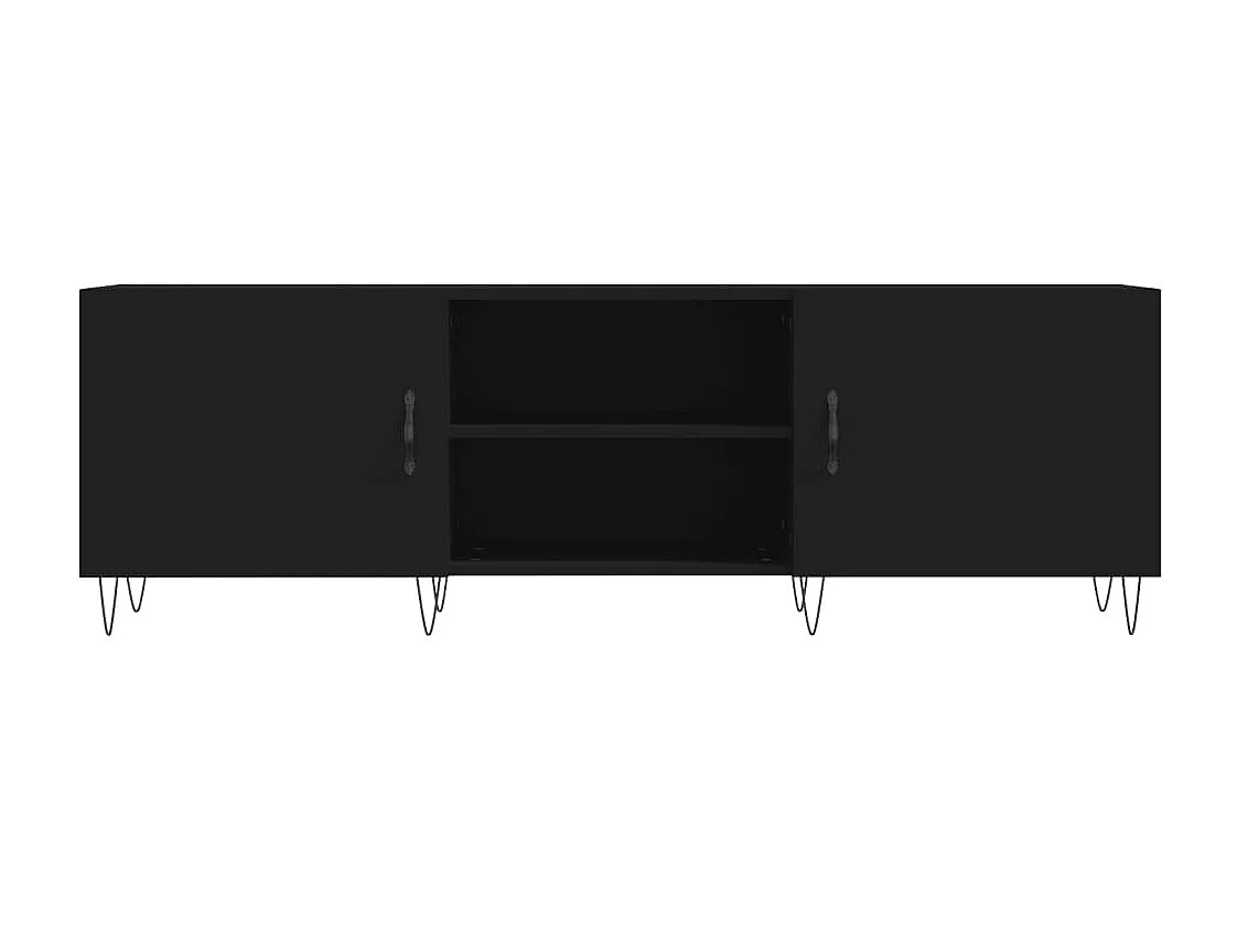 Meuble TV noir 150x30x50 cm bois d'ingénierie