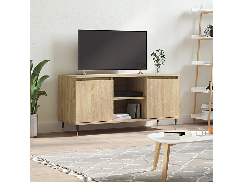 Mueble TV roble Sonoma 104x35x50 cm madera contrachapada